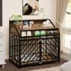 43.3 inch Dog Cage Furniture for Large Dogs,Wooden Dog Crate with Divider,Double Door Dog Kennel with Three Drawers Storage