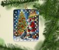 Australian Cattle Dog and Santa Claus Porcelain Ornament Christmas Tree Hanging Decorations for Home Christmas Holiday, Rectangle, Gift, Multicolor