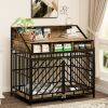 43.3 inch Dog Cage Furniture for Large Dogs,Wooden Dog Crate with Divider,Double Door Dog Kennel with Three Drawers Storage