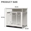 43.3 inch Dog Cage Furniture for Large Dogs,Wooden Dog Crate with Divider,Double Door Dog Kennel with Storage Shelf