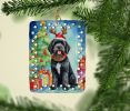 Portuguese Water Dog Christmas Reindeer Porcelain Ornament Christmas Tree Hanging Decorations for Home Christmas Holiday, Rectangle, Gift, Multicolor